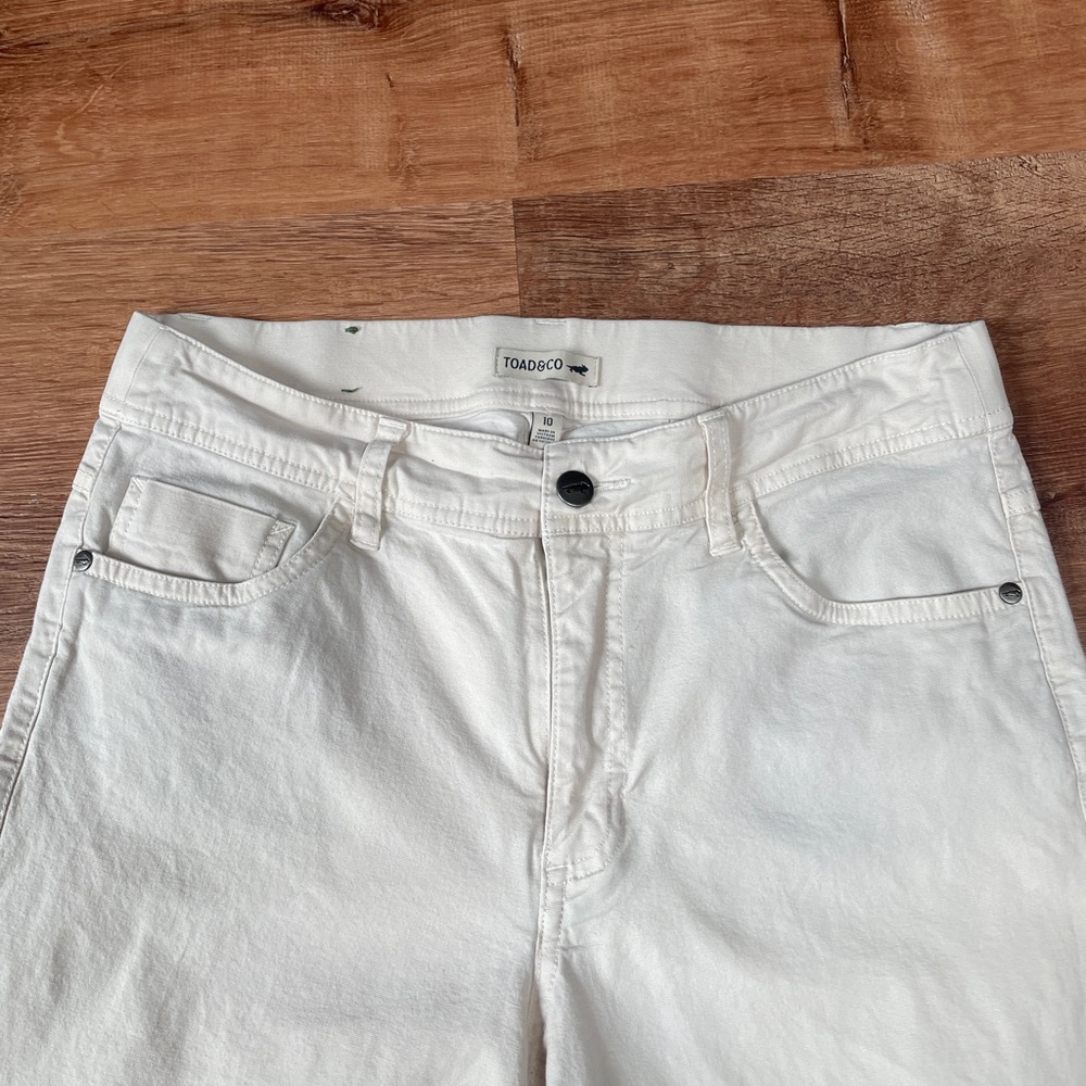 Toad & Co womens skinny pants size 10 off white organic cotton sustainable - Picture 3 of 11